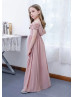 Cold Shoulder Dusky Pink Chiffon Flower Girl Dress